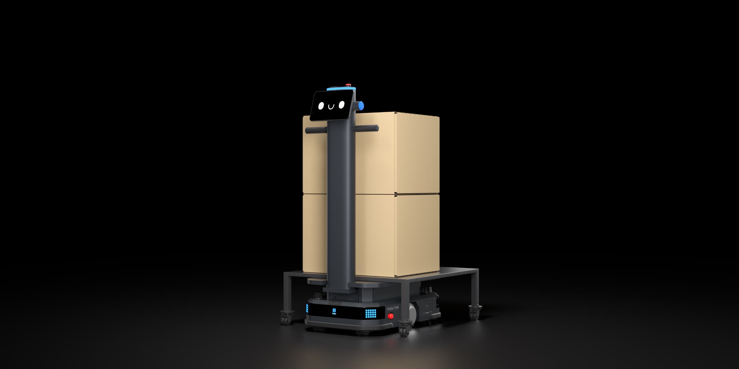 PUDU T150 industrial AMR robot carrying a load